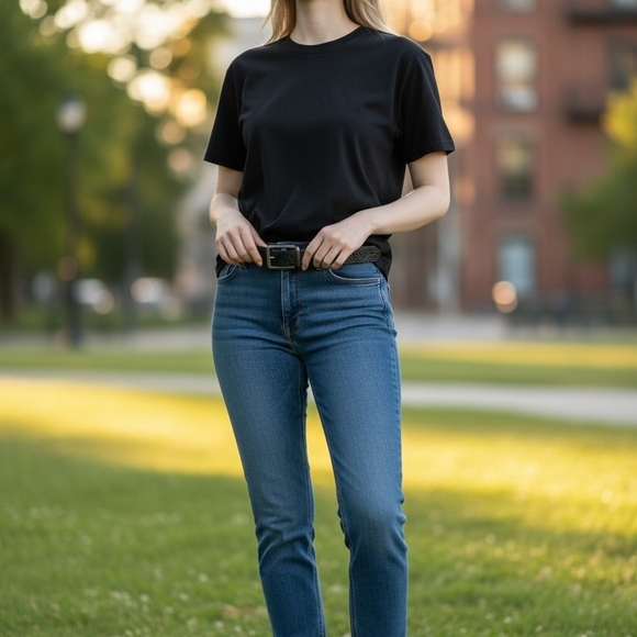 Justin Boots Accessories - Justin Top Grain Leather Black Belt Sz 32 Snap Buckle